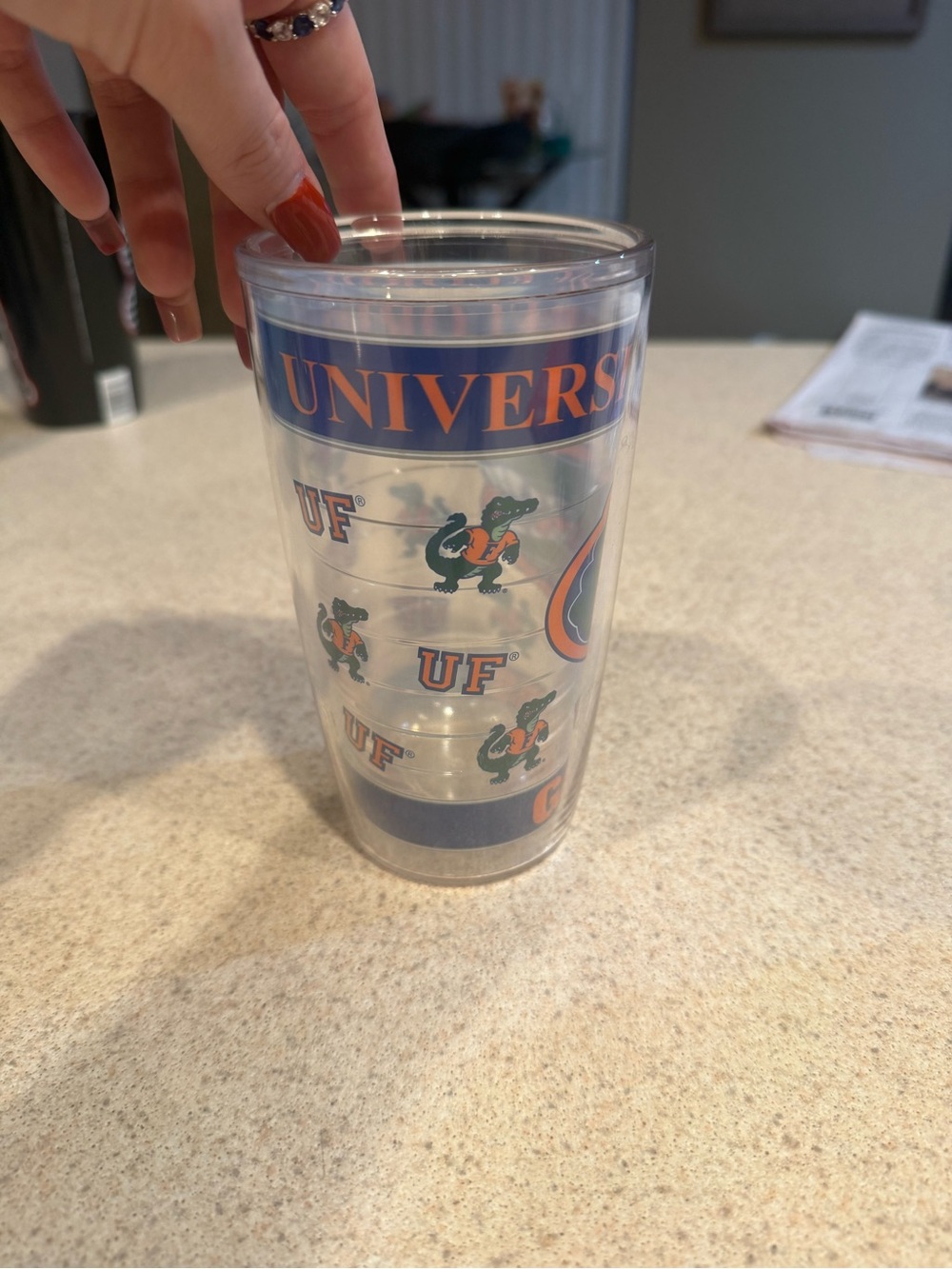 tervis Clear Travel Tumbler with Orange and Blue UF Logos